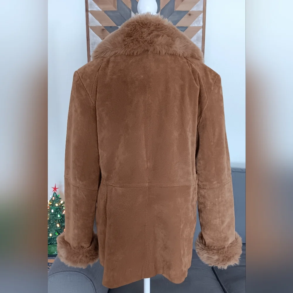 Vintage 90s Y2K Penny Lane Jacket Removable Fur Liner - Picture 3 of 16